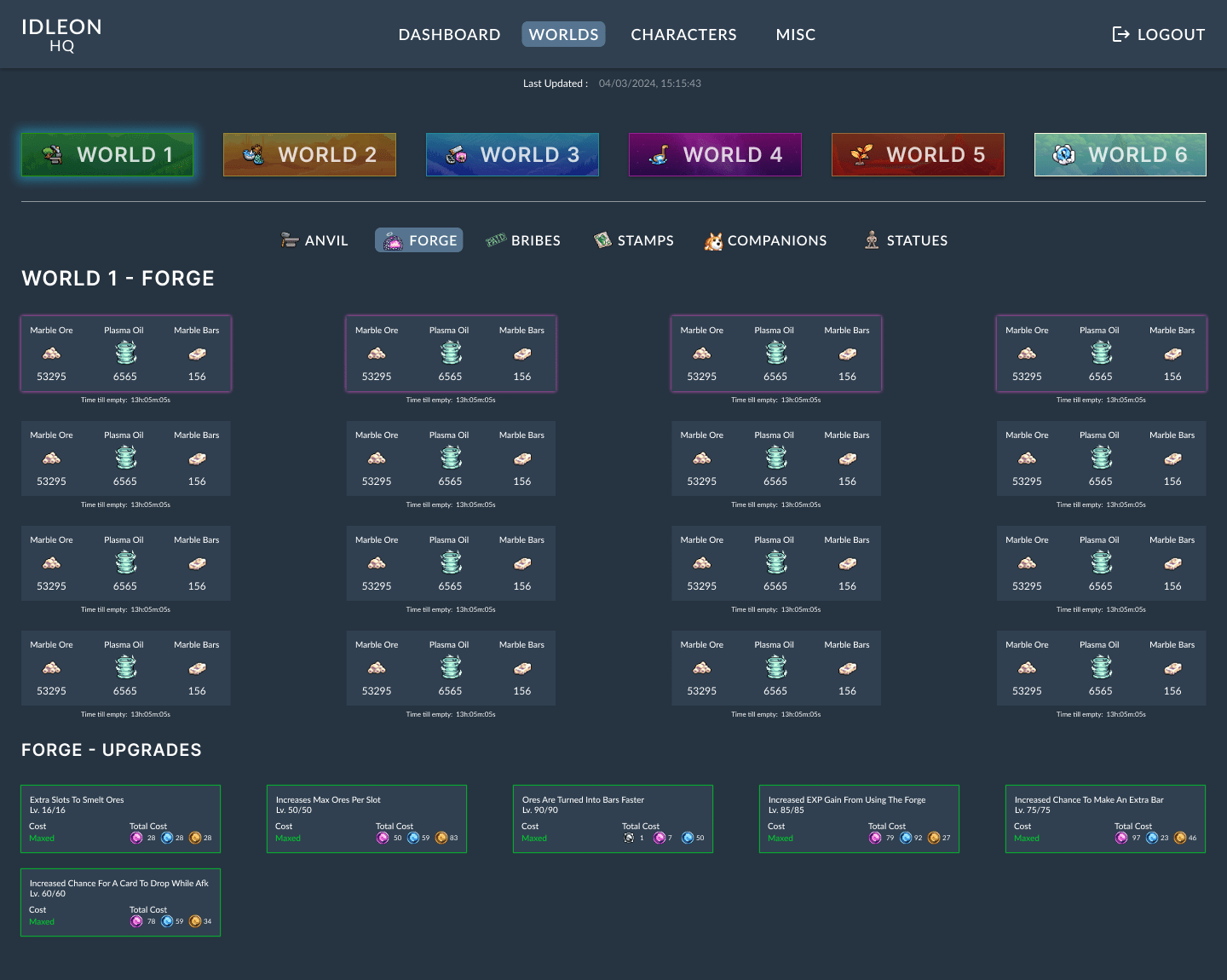 Design frame of the forge skill for world 1